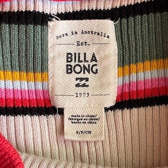 BillaBong Striped Stretch Ruffle Top Size SP - Picture 4 of 7